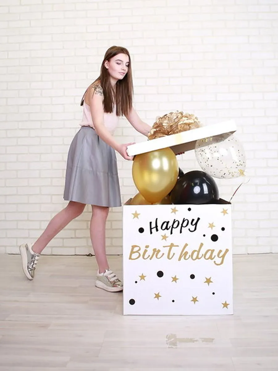 КоробкаСет/HappyBirthdayЧёрноЗолотая