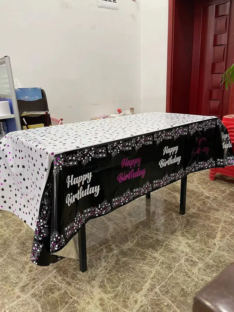 СкатертиHappyBday/Черныйфуксия