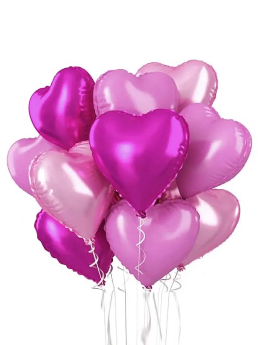 Фольга18Сердца10штФуксияРозовый